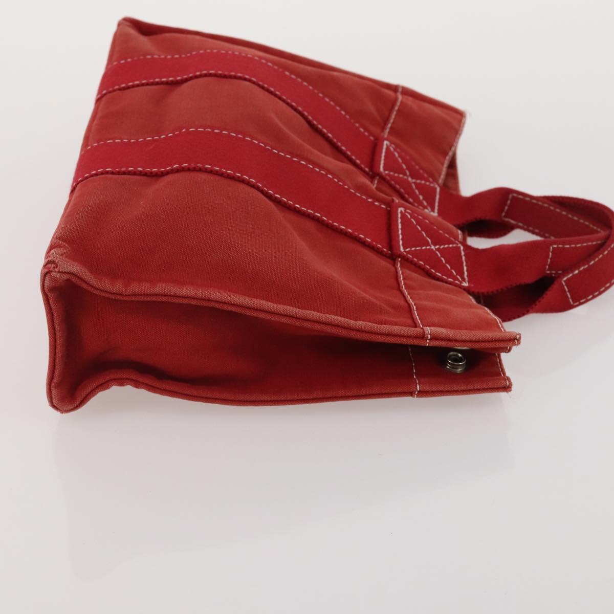 HERMES Hand Bag Canvas 2 Set Red Navy Auth 191436