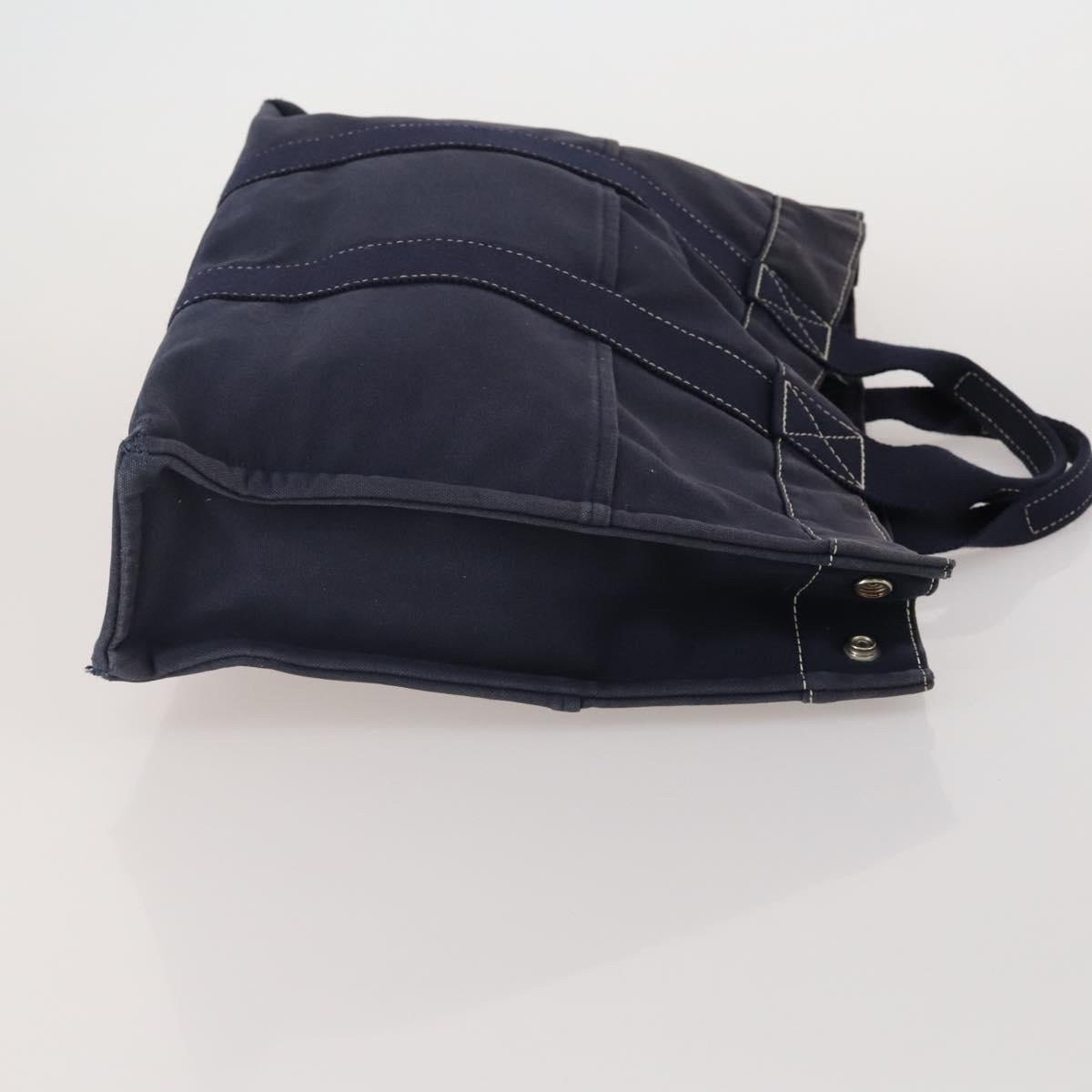 HERMES Hand Bag Canvas 2 Set Red Navy Auth 191436
