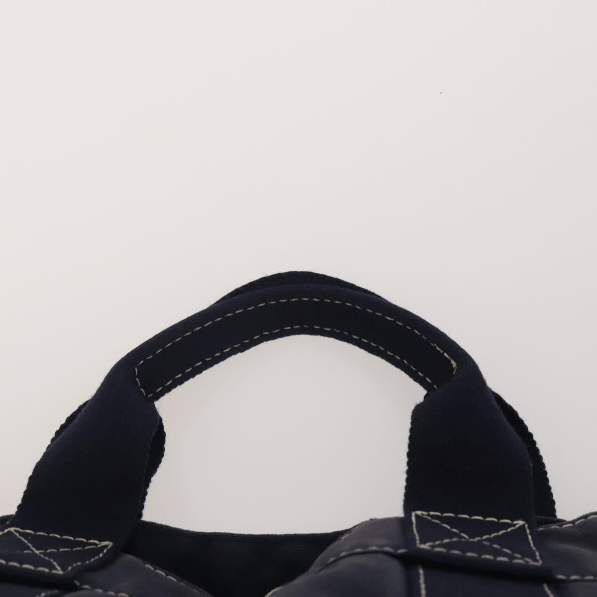 HERMES Hand Bag Canvas 2 Set Red Navy Auth 191436