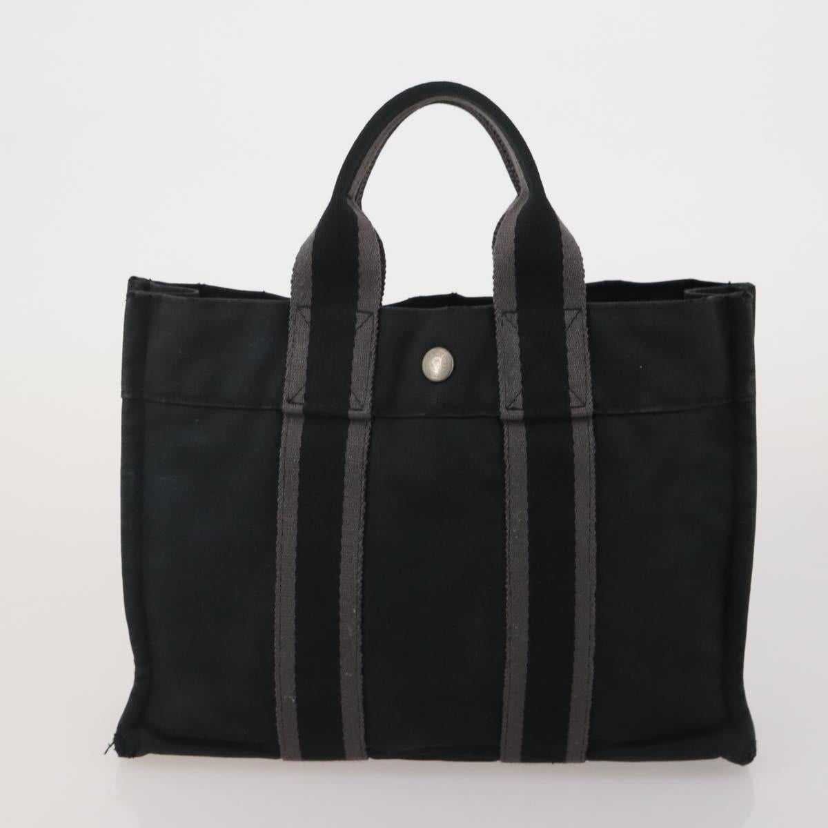 HERMES Fourre Tout PM Hand Bag Canvas 5 Set Gray Red Navy Auth 191438