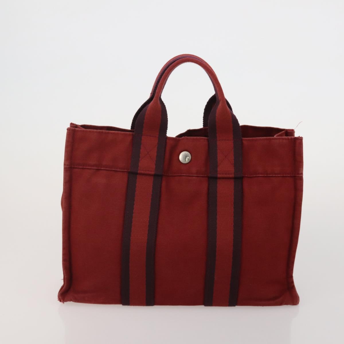 HERMES Fourre Tout PM Hand Bag Canvas 5 Set Gray Red Navy Auth 191438