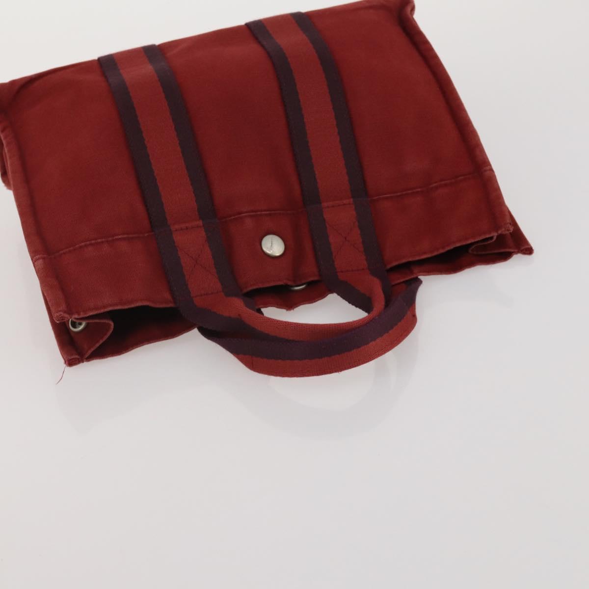HERMES Fourre Tout PM Hand Bag Canvas 5 Set Gray Red Navy Auth 191438