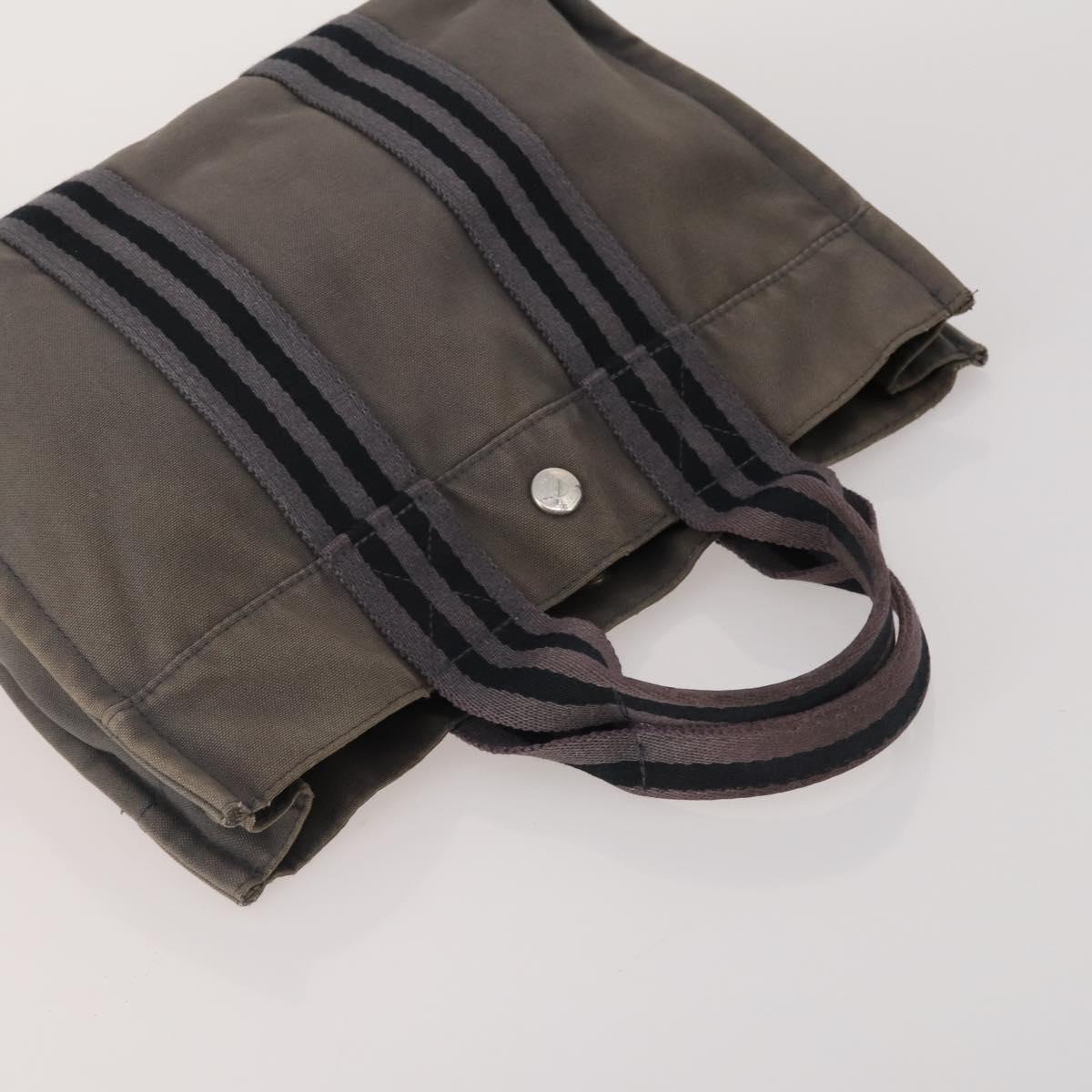 HERMES Fourre Tout PM Hand Bag Canvas 5 Set Gray Red Navy Auth 191438