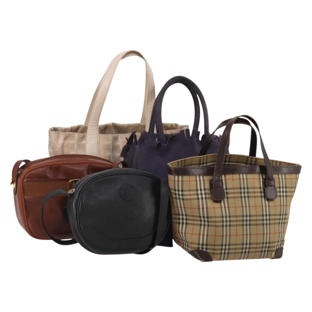 Salvatore Ferragamo Chanel Fendi Burberry Novacheck Bag 5 Set Auth 191440