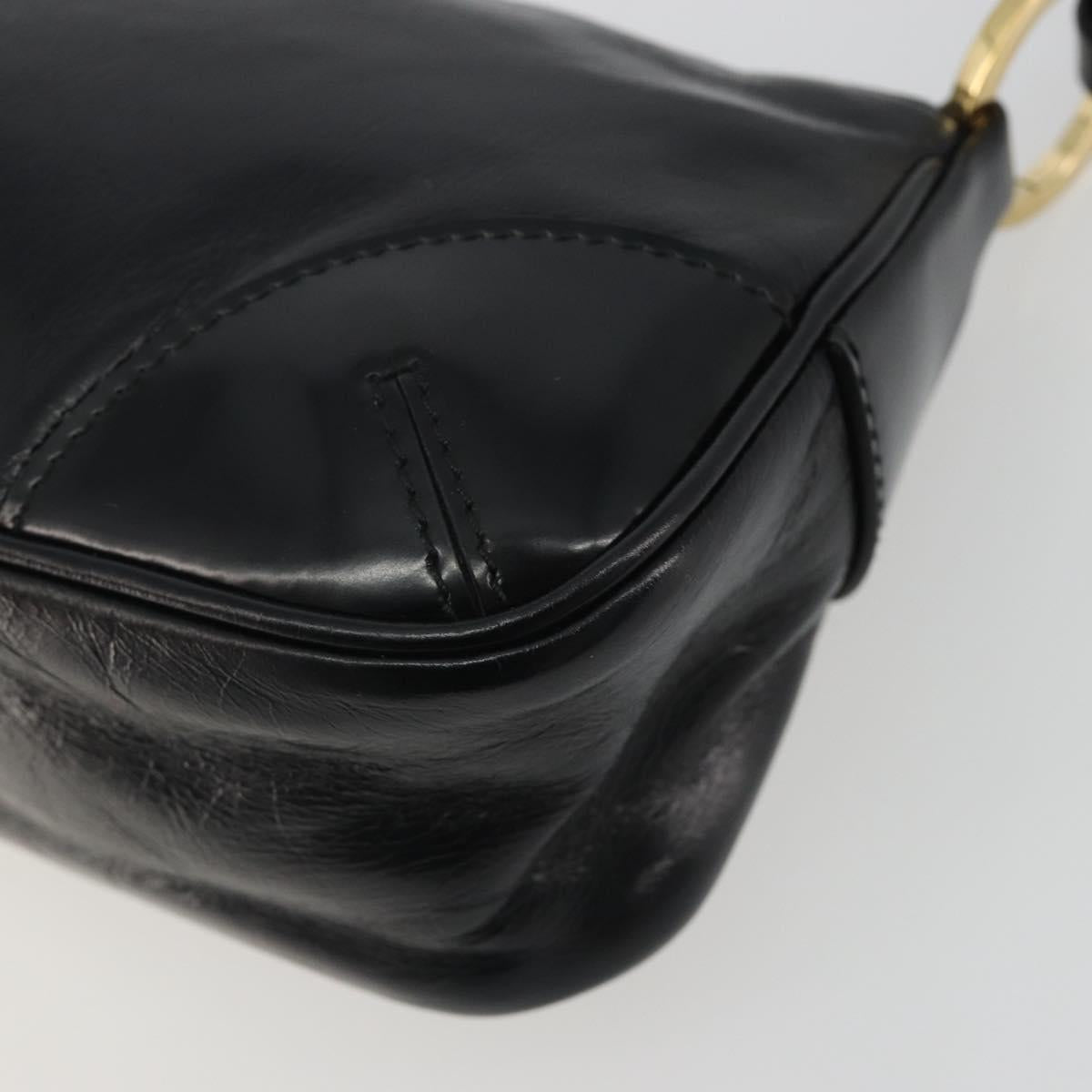 PRADA Accessory Pouch Leather Black Gold Auth 191449SAV