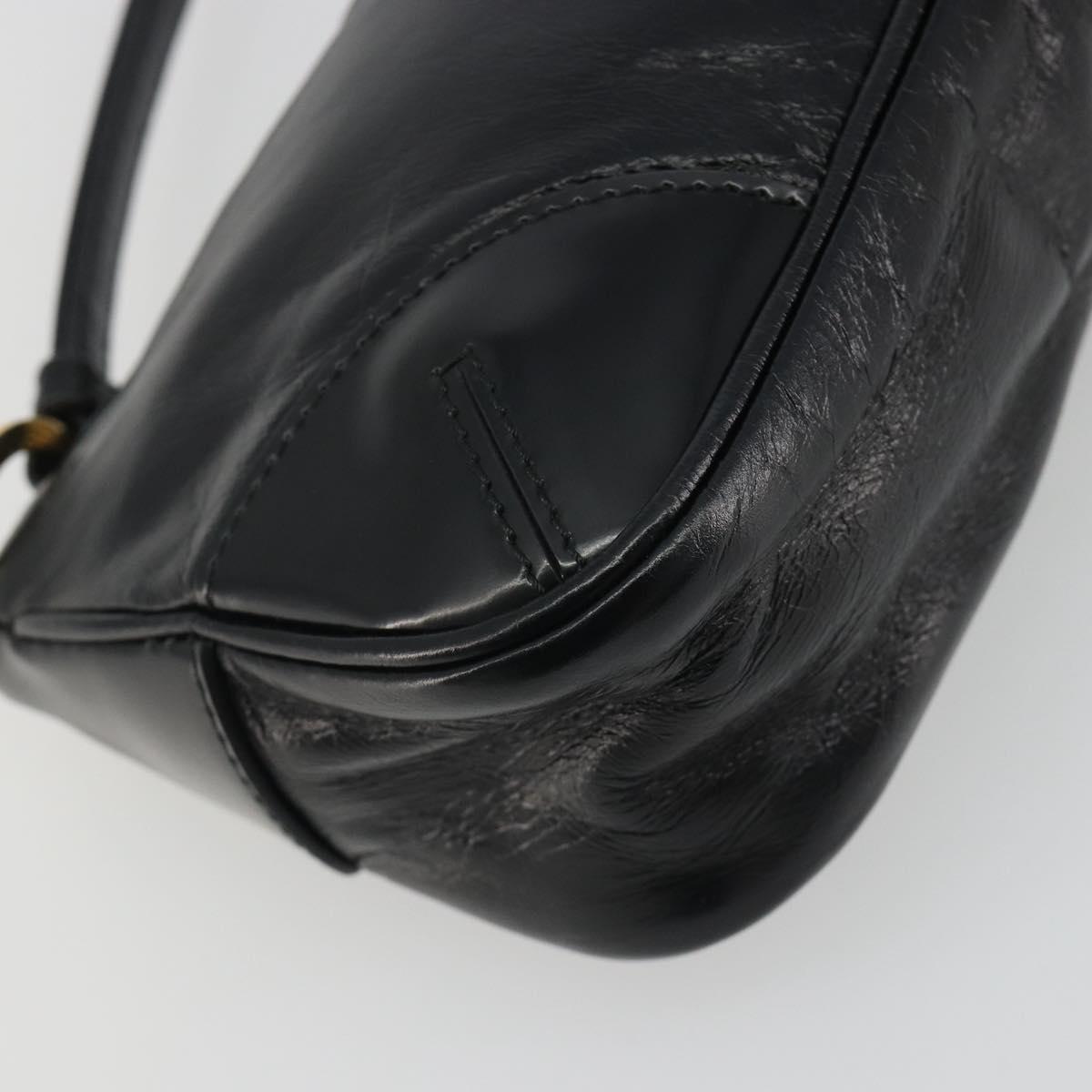 PRADA Accessory Pouch Leather Black Gold Auth 191449SAV