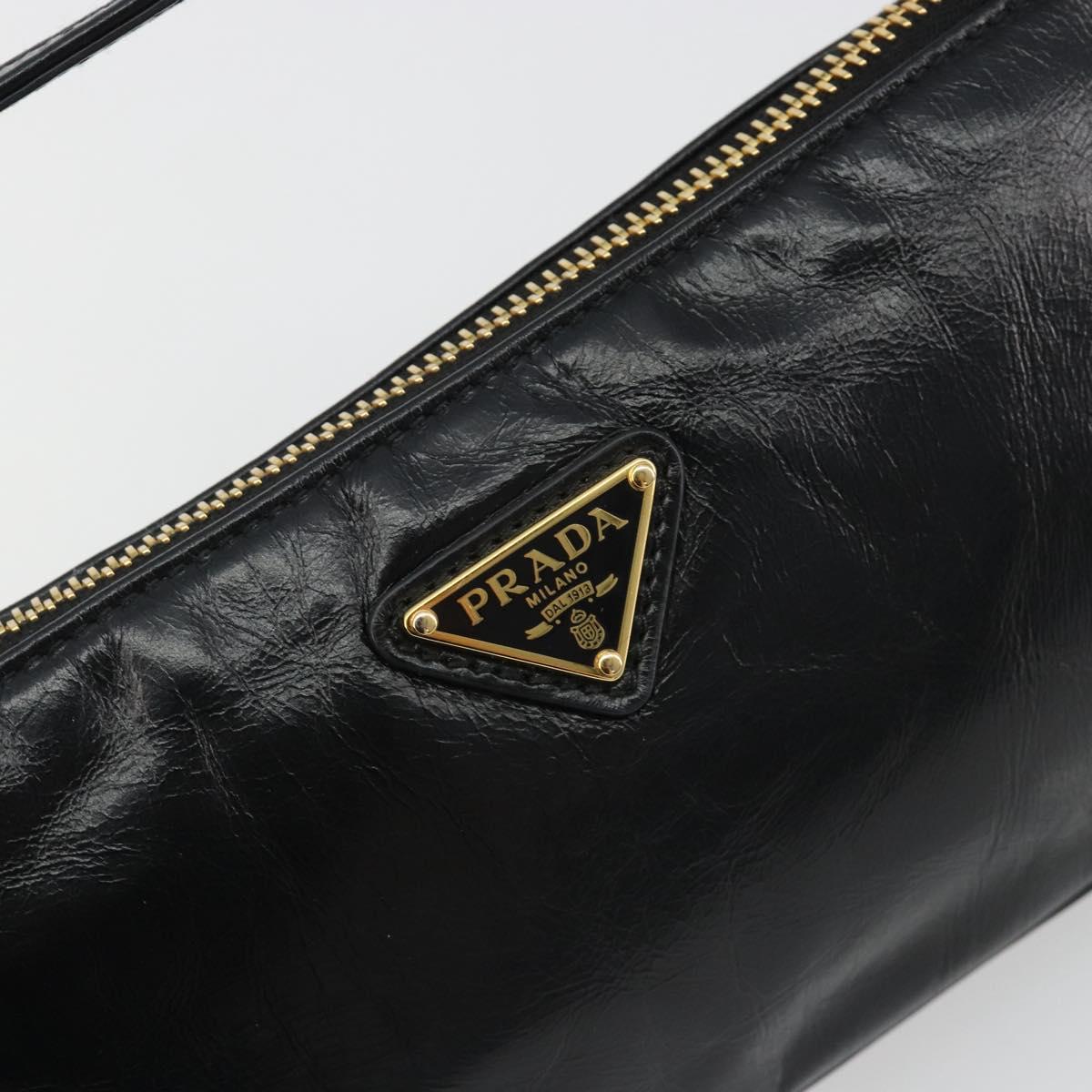 PRADA Accessory Pouch Leather Black Gold Auth 191449SAV