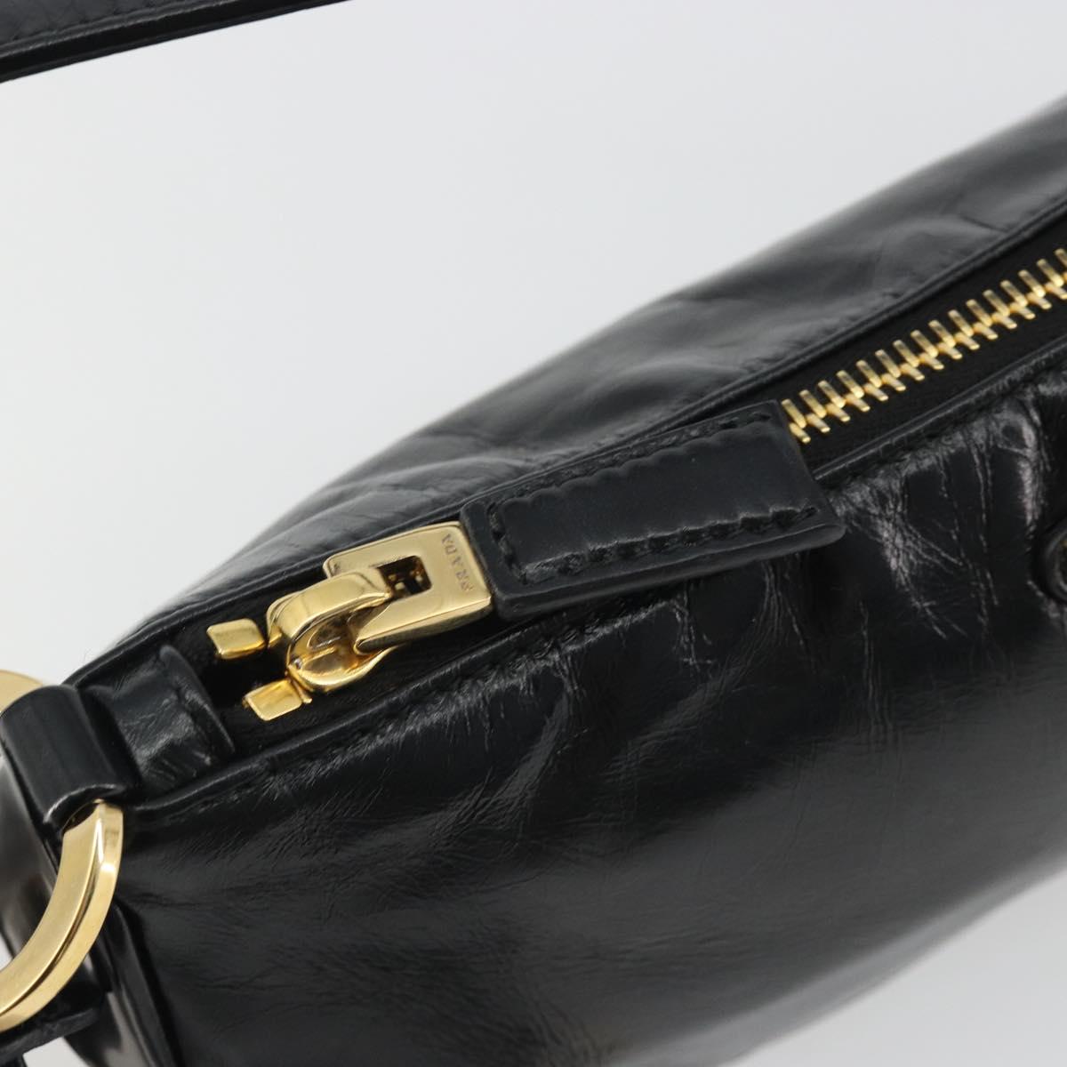 PRADA Accessory Pouch Leather Black Gold Auth 191449SAV