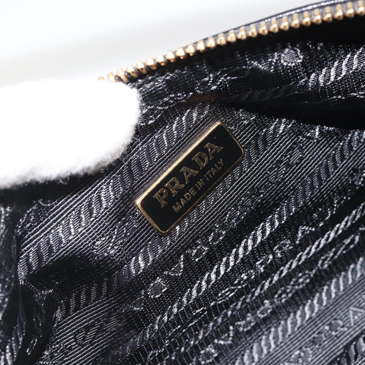 PRADA Accessory Pouch Leather Black Gold Auth 191449SAV