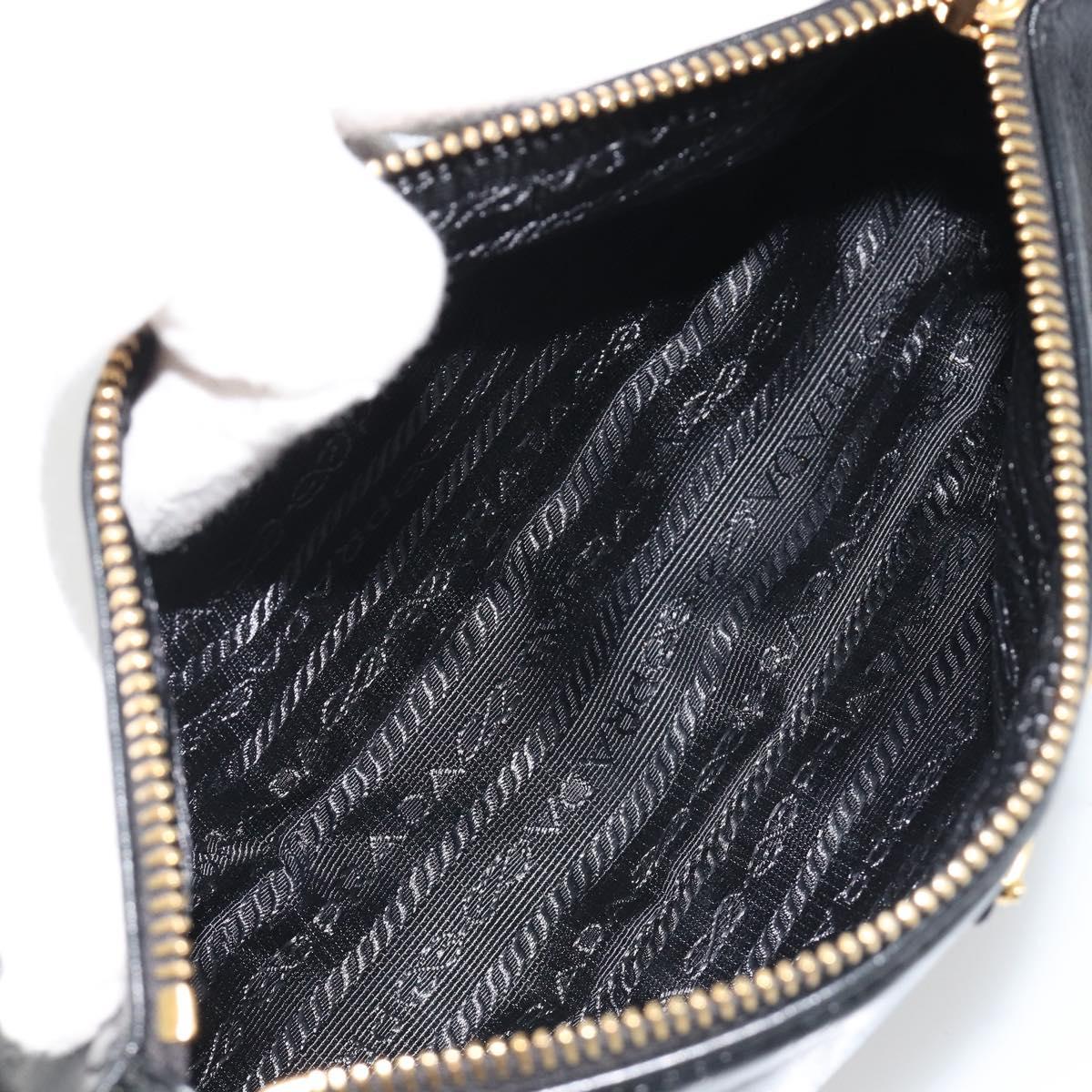 PRADA Accessory Pouch Leather Black Gold Auth 191449SAV