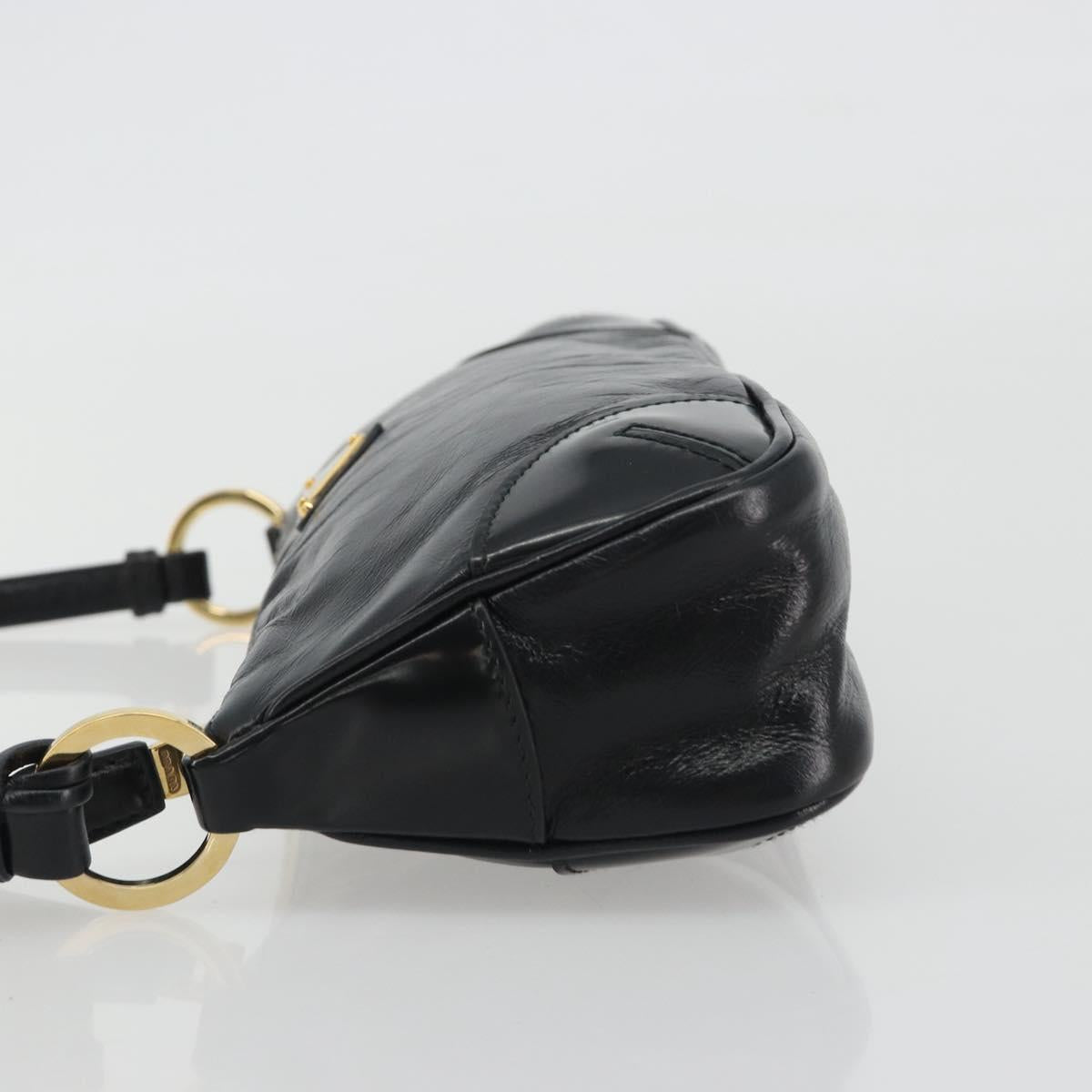 PRADA Accessory Pouch Leather Black Gold Auth 191449SAV