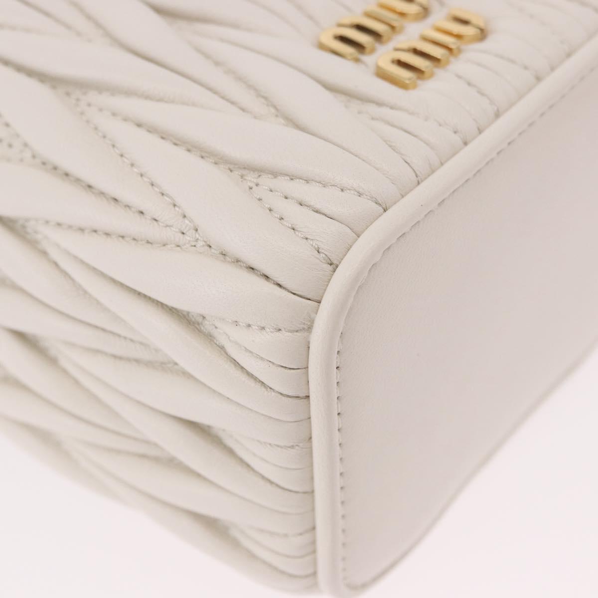 Miu Miu Matelasse Micro Bag Vanity Shoulder Bag Leather White Gold Auth 191450SM