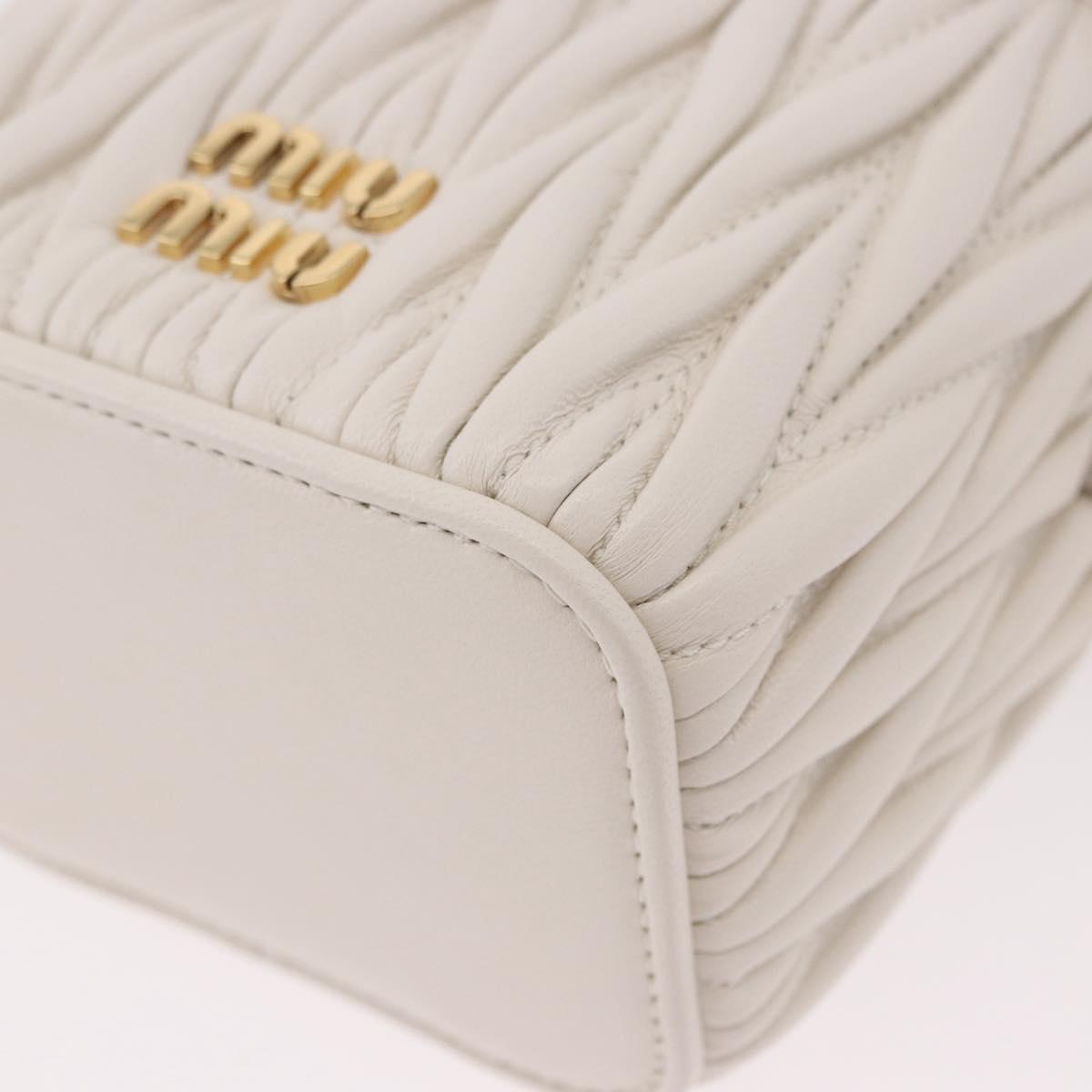 Miu Miu Matelasse Micro Bag Vanity Shoulder Bag Leather White Gold Auth 191450SM