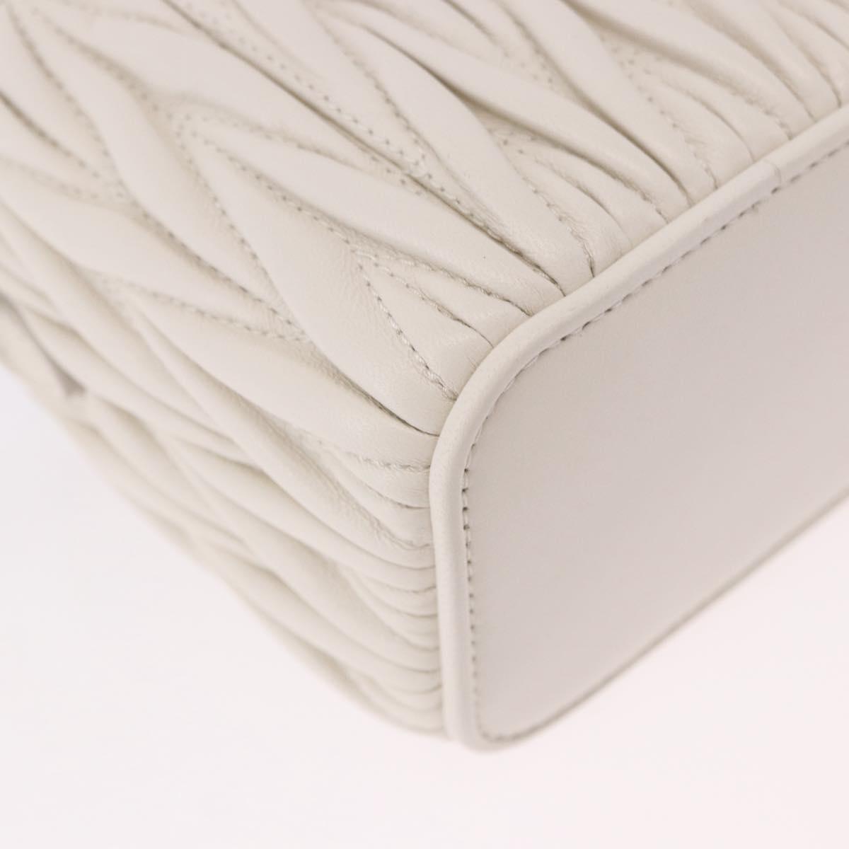 Miu Miu Matelasse Micro Bag Vanity Shoulder Bag Leather White Gold Auth 191450SM