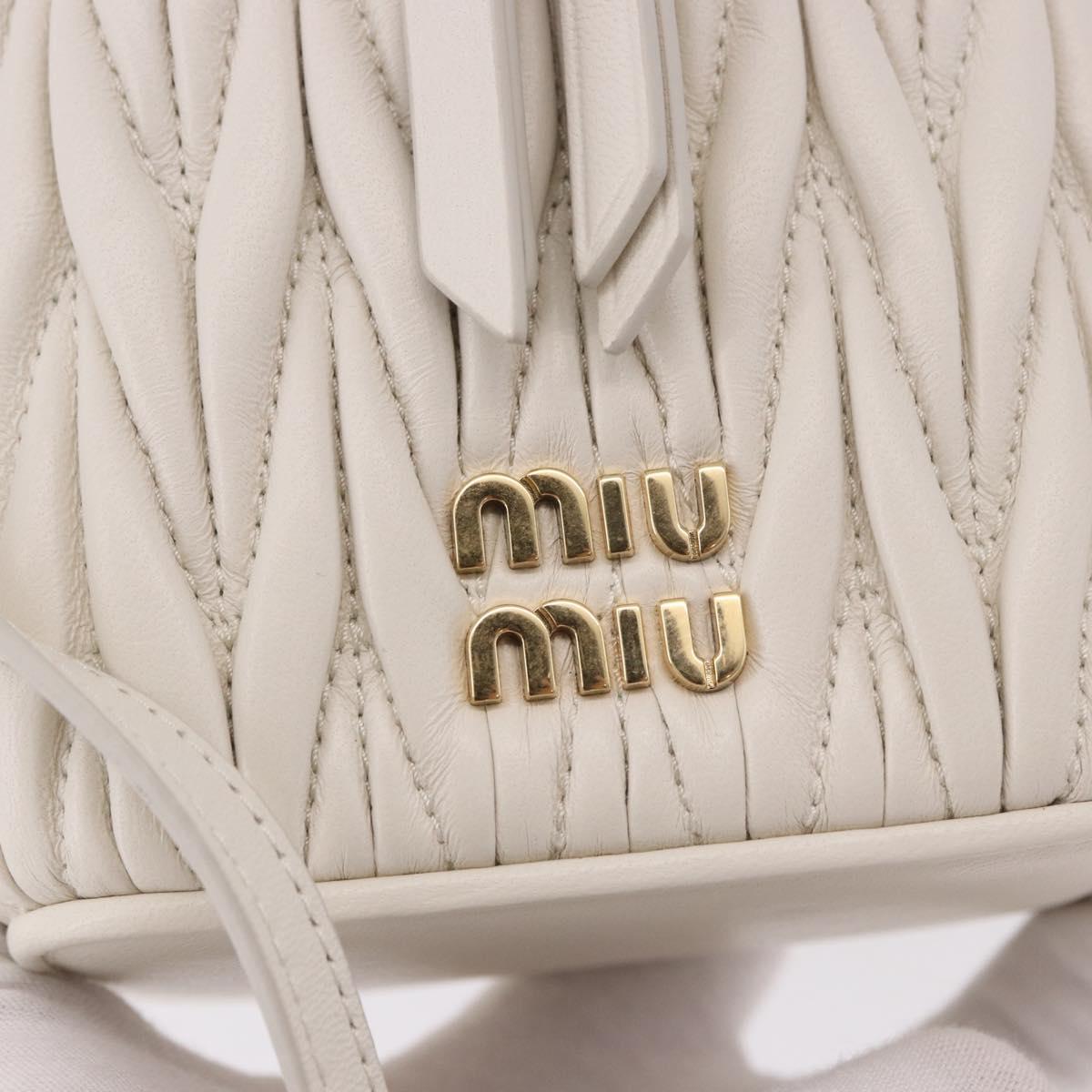 Miu Miu Matelasse Micro Bag Vanity Shoulder Bag Leather White Gold Auth 191450SM