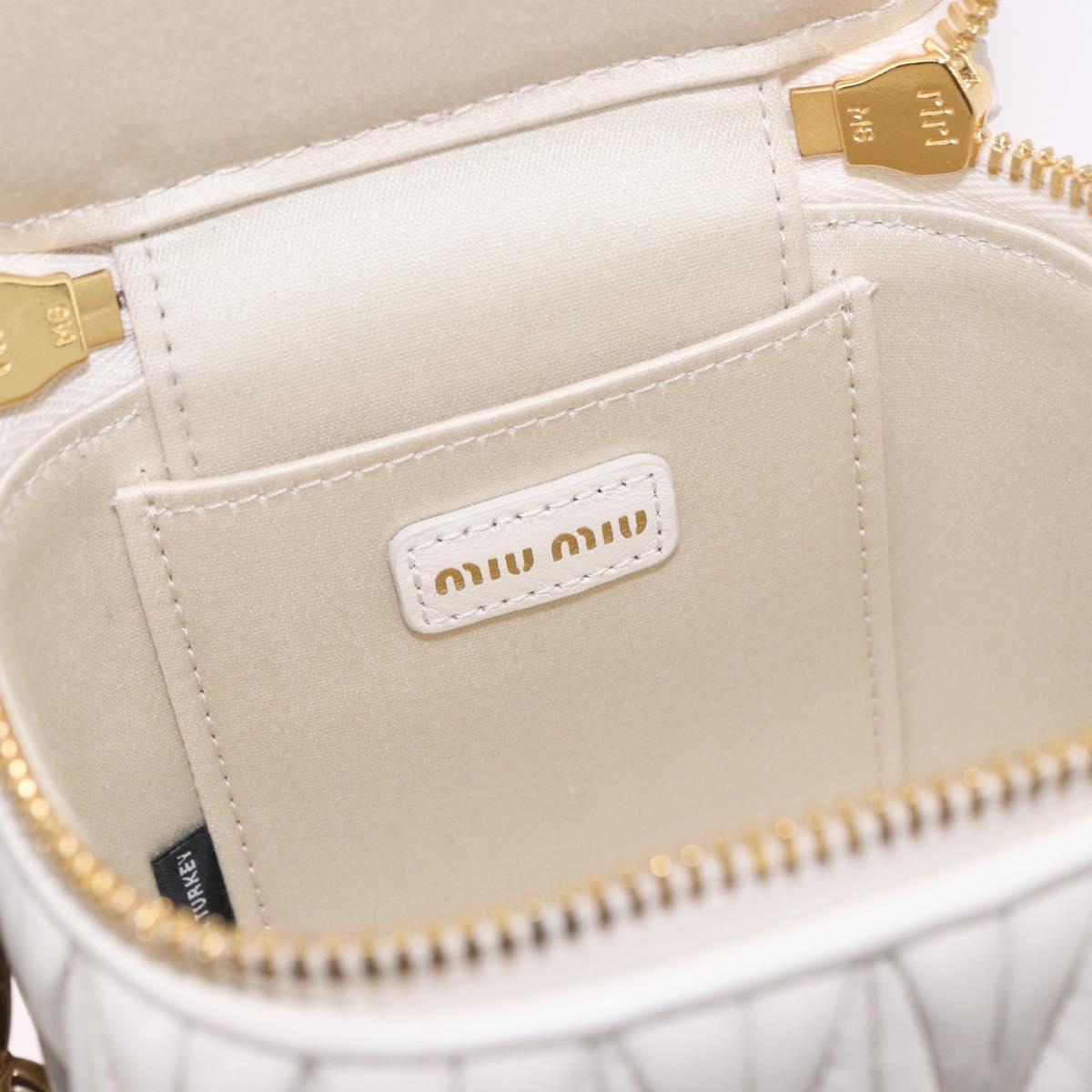 Miu Miu Matelasse Micro Bag Vanity Shoulder Bag Leather White Gold Auth 191450SM