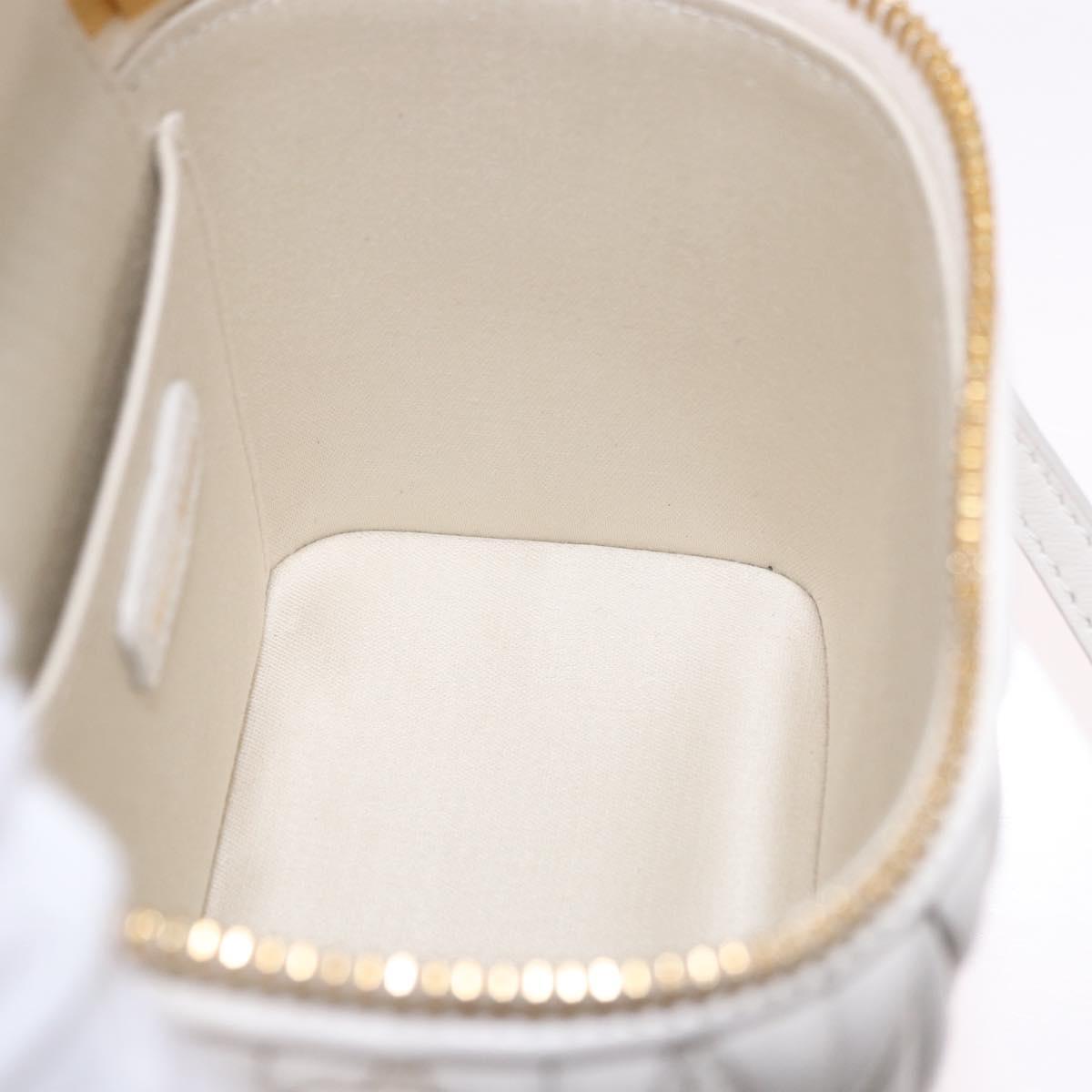 Miu Miu Matelasse Micro Bag Vanity Shoulder Bag Leather White Gold Auth 191450SM