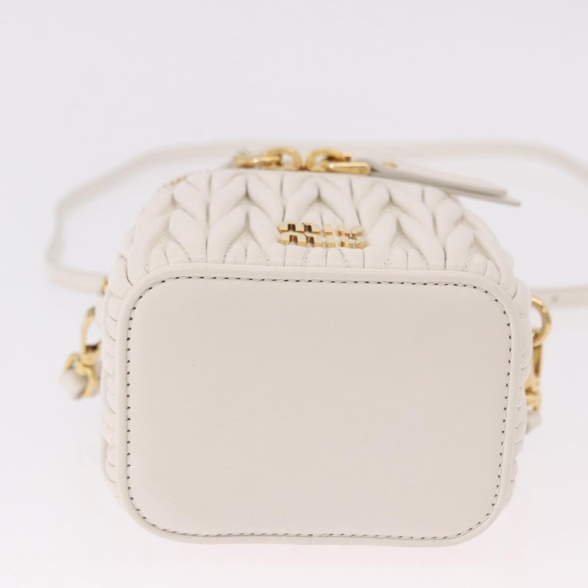 Miu Miu Matelasse Micro Bag Vanity Shoulder Bag Leather White Gold Auth 191450SM