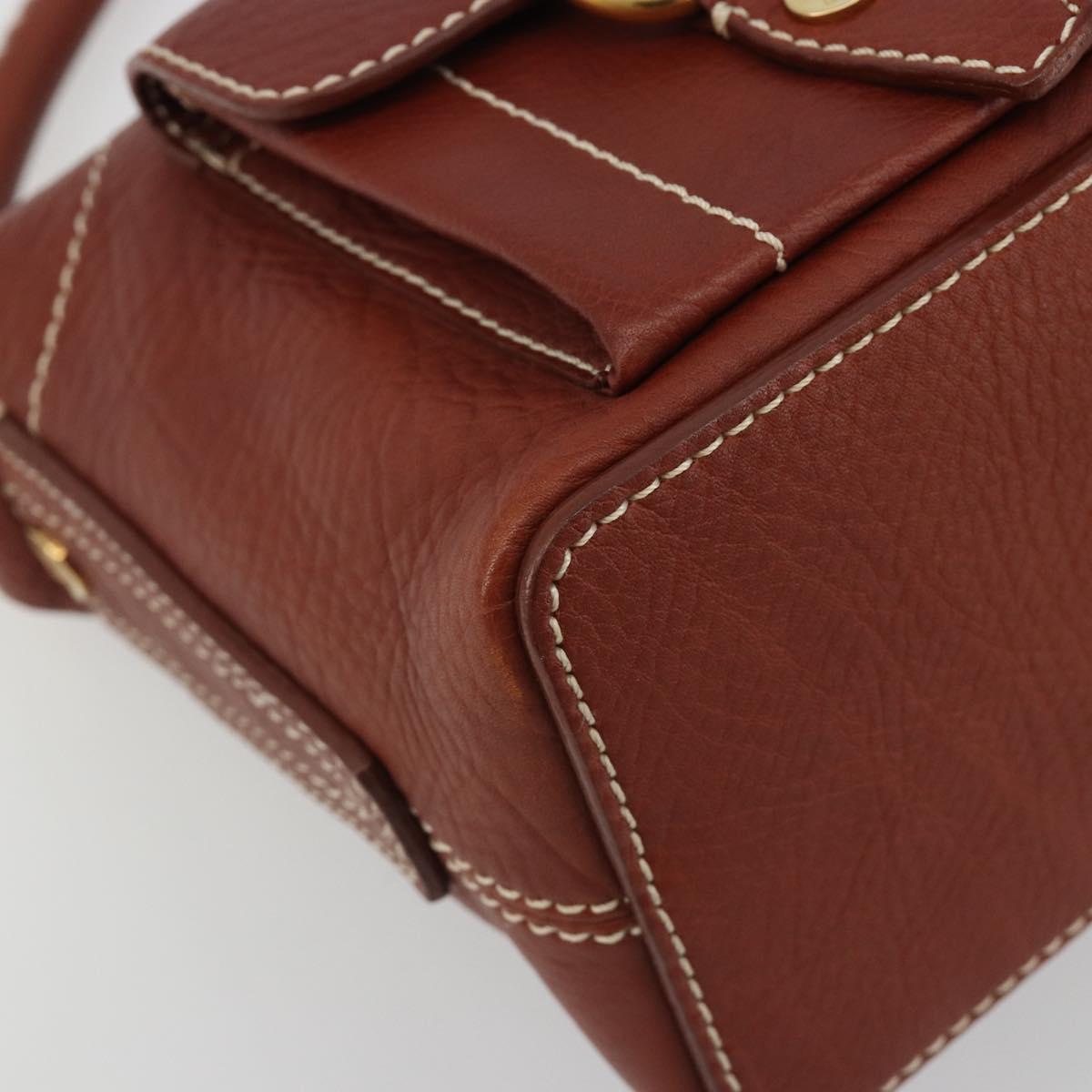 CELINE Shoulder Bag Leather Brown Gold Auth 191452V