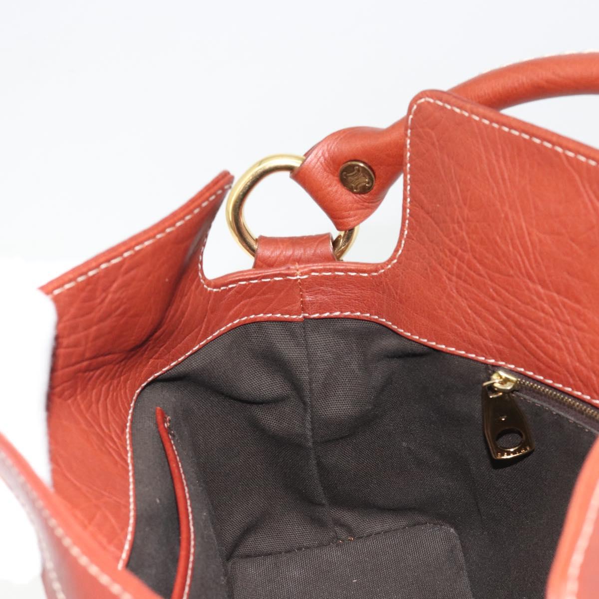 CELINE Shoulder Bag Leather Brown Gold Auth 191452V