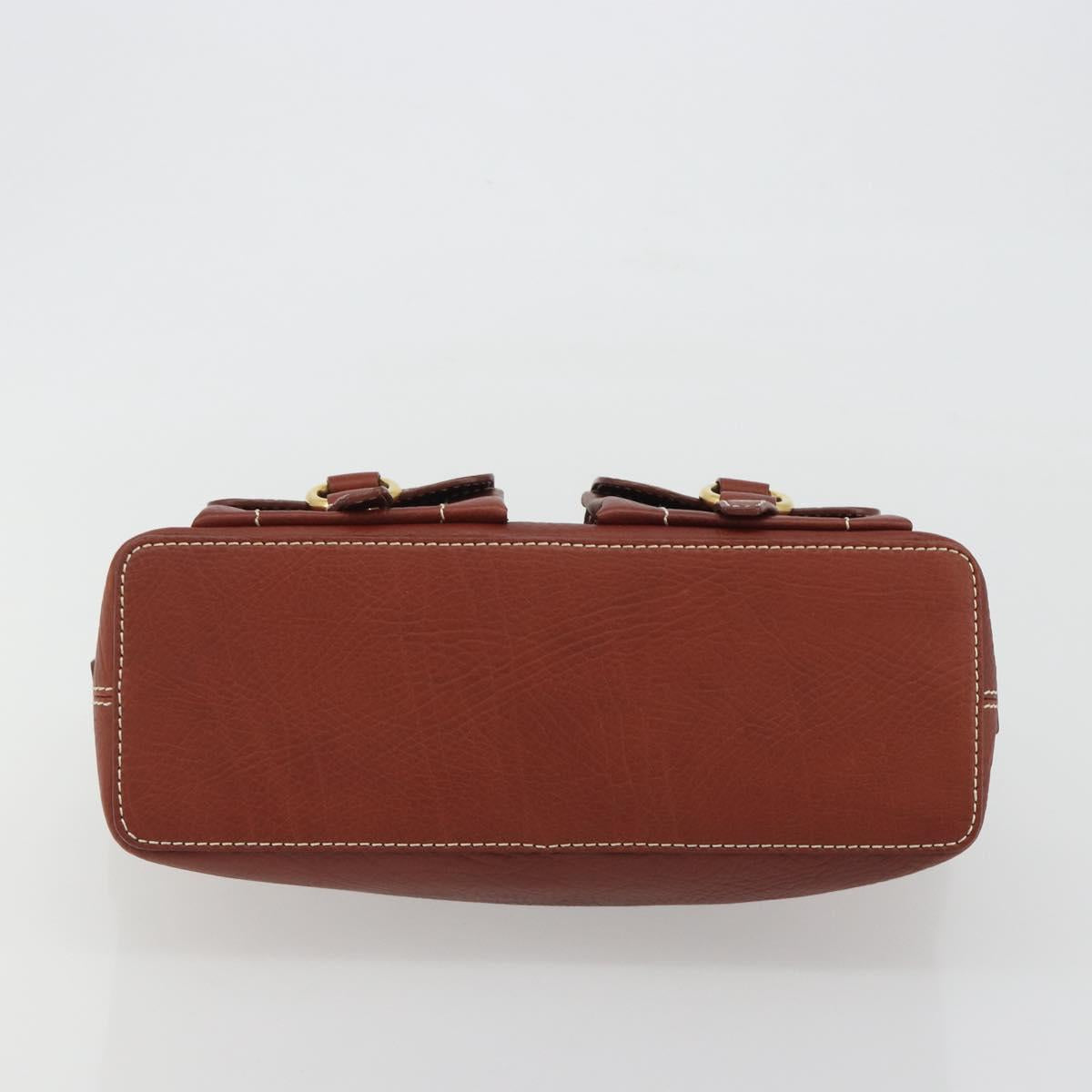 CELINE Shoulder Bag Leather Brown Gold Auth 191452V