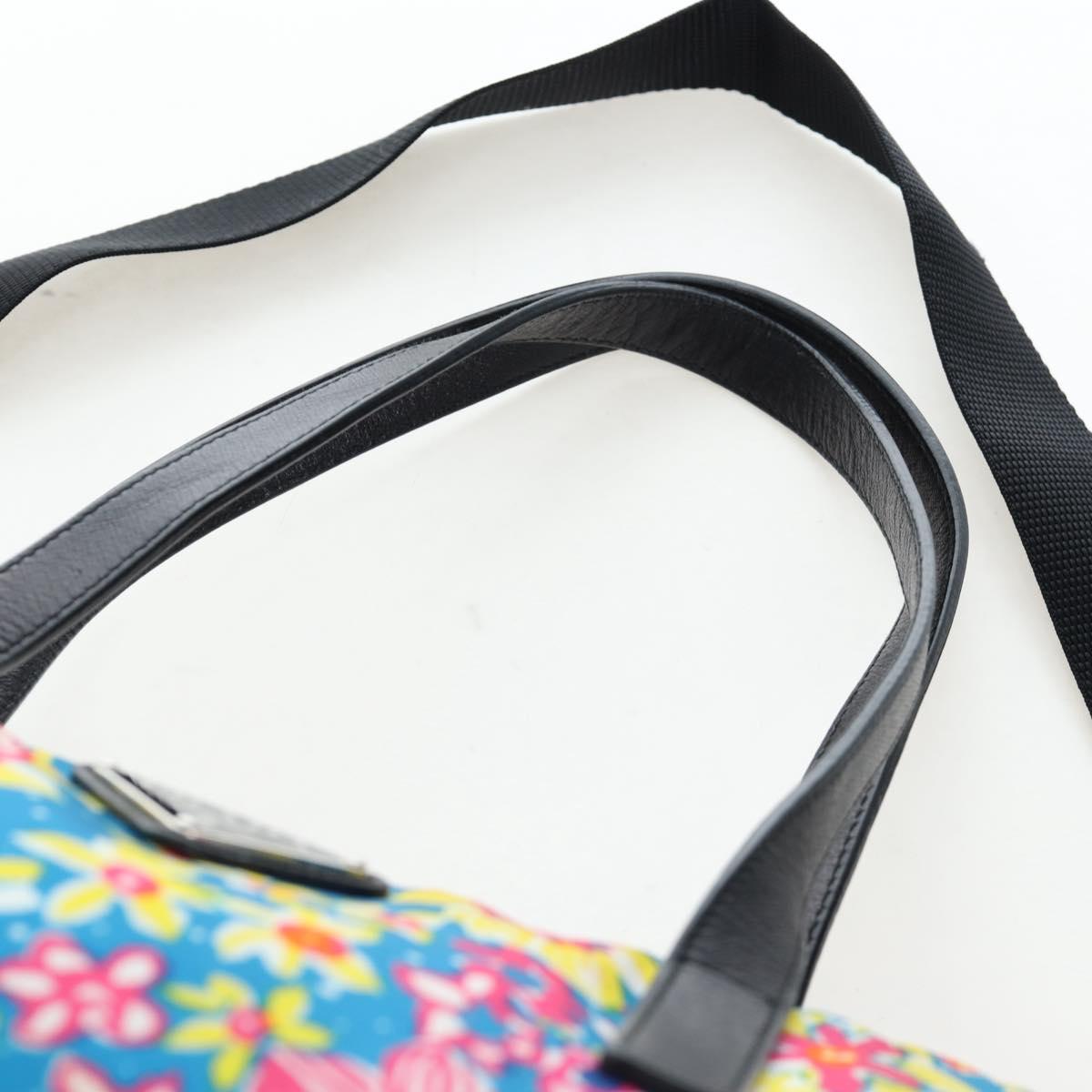 PRADA Tote Bag Nylon 2way Multicolor Silver Auth 191457A