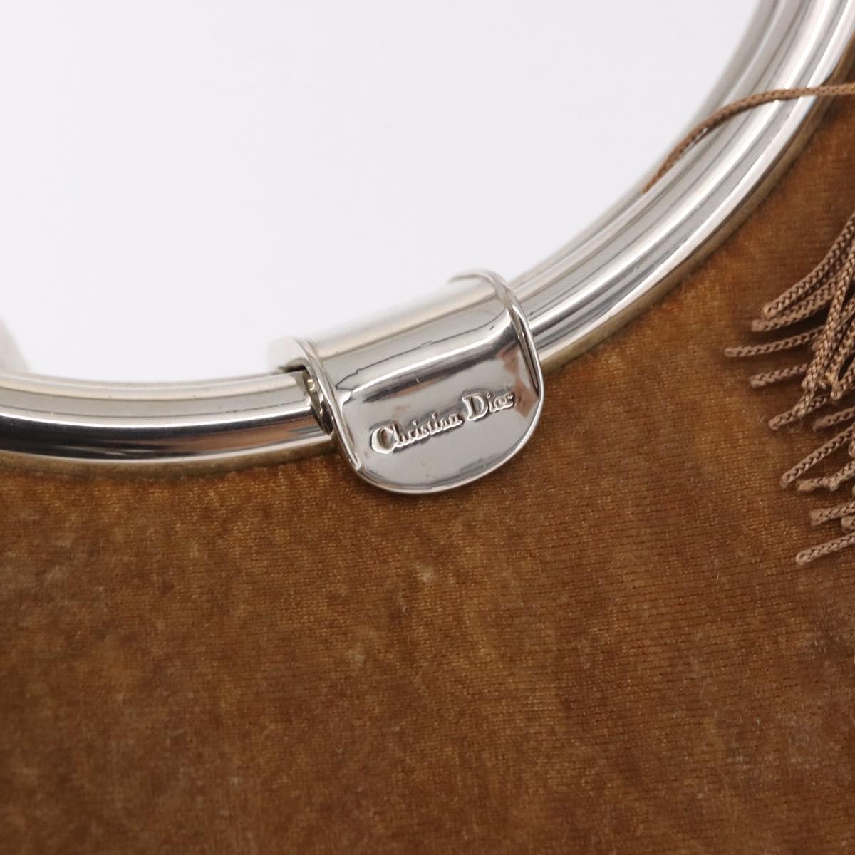 Christian Dior Hand Bag Velor Brown Silver Auth 191459A