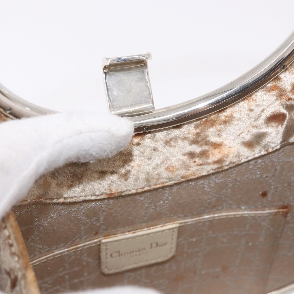 Christian Dior Hand Bag Velor Brown Silver Auth 191459A