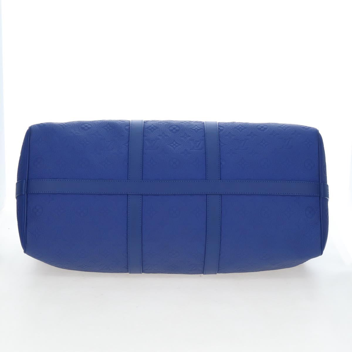 LOUIS VUITTON Monogram Taurillon Keepall Bandouliere 50 Blue Auth 191461SM