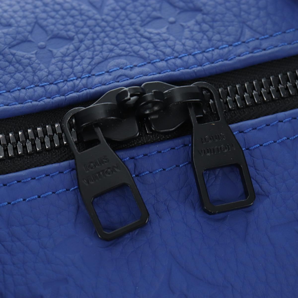 LOUIS VUITTON Monogram Taurillon Keepall Bandouliere 50 Blue Auth 191461SM