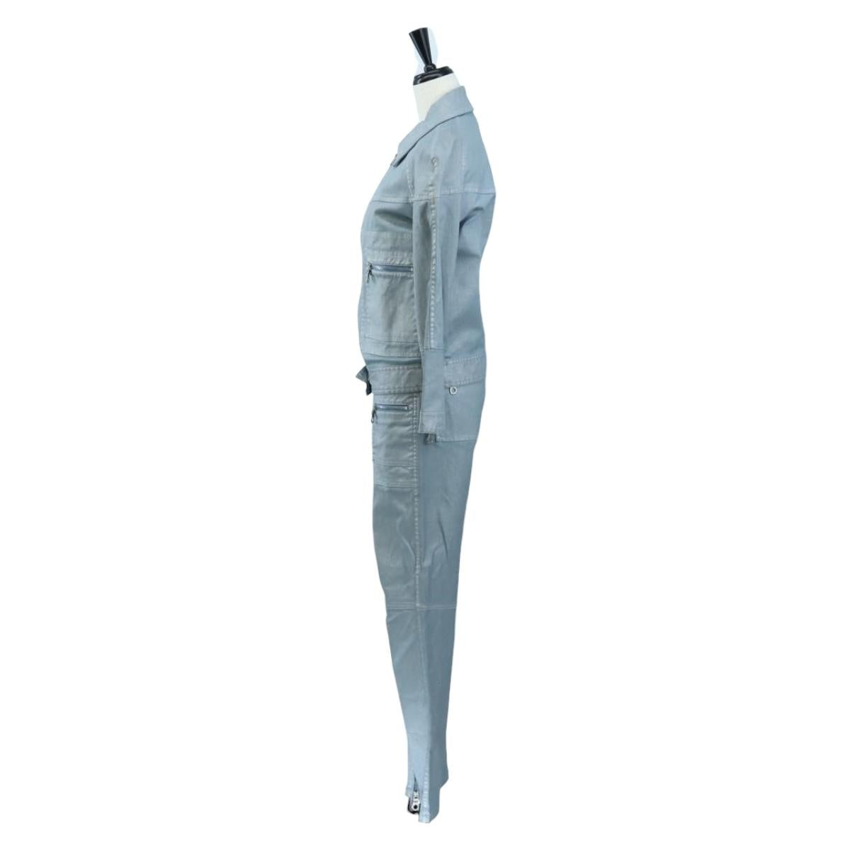 CHANEL Pants Jacket Denim Setup Light Blue CC Auth 191468SM