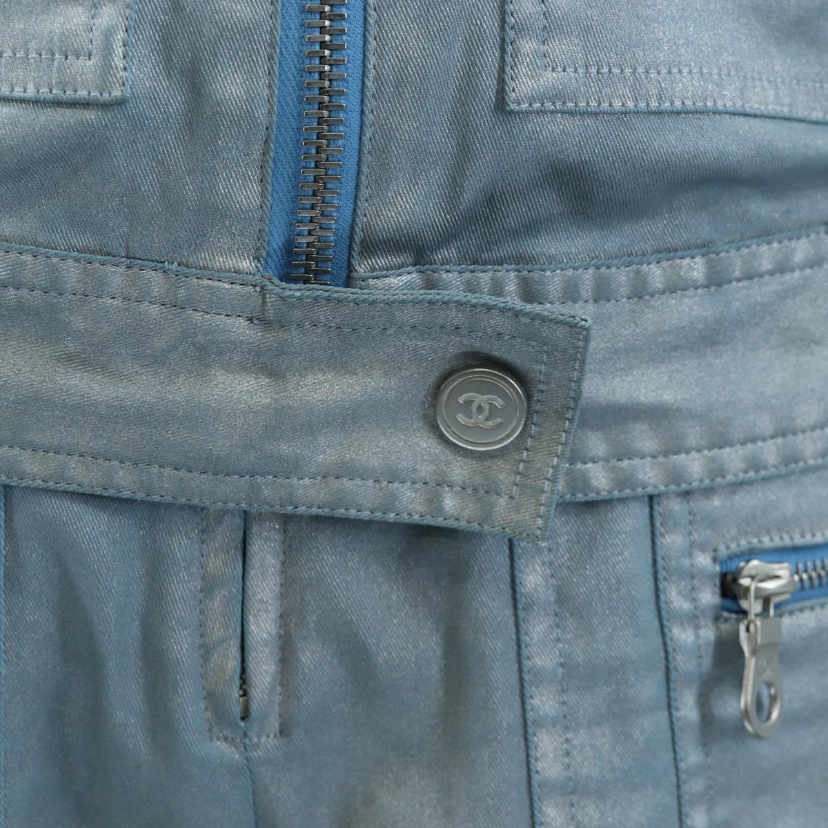 CHANEL Pants Jacket Denim Setup Light Blue CC Auth 191468SM