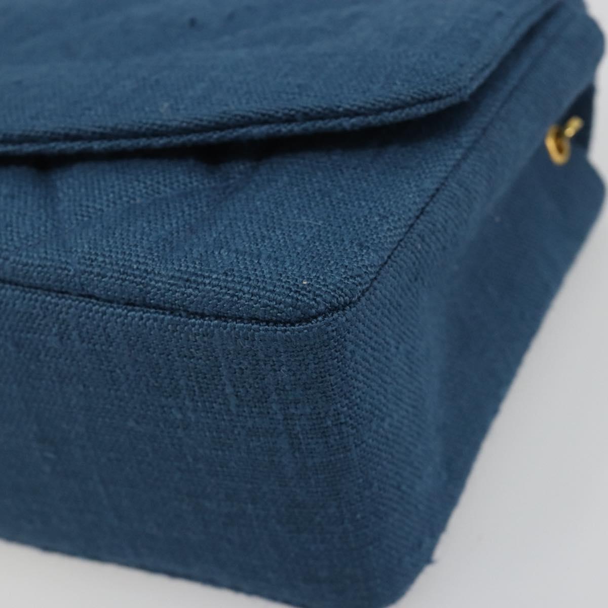 CHANEL Matelasse Chain Shoulder Bag Canvas Blue Gold CC Auth 191469SM