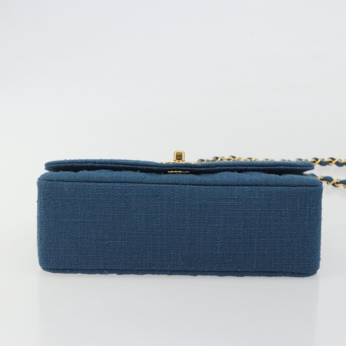 CHANEL Matelasse Chain Shoulder Bag Canvas Blue Gold CC Auth 191469SM