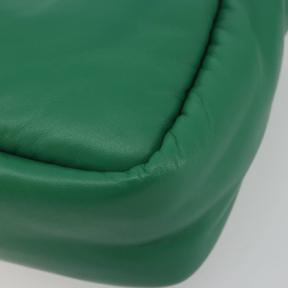 PRADA Hand Bag Leather 2way Green Silver Auth 191471SM