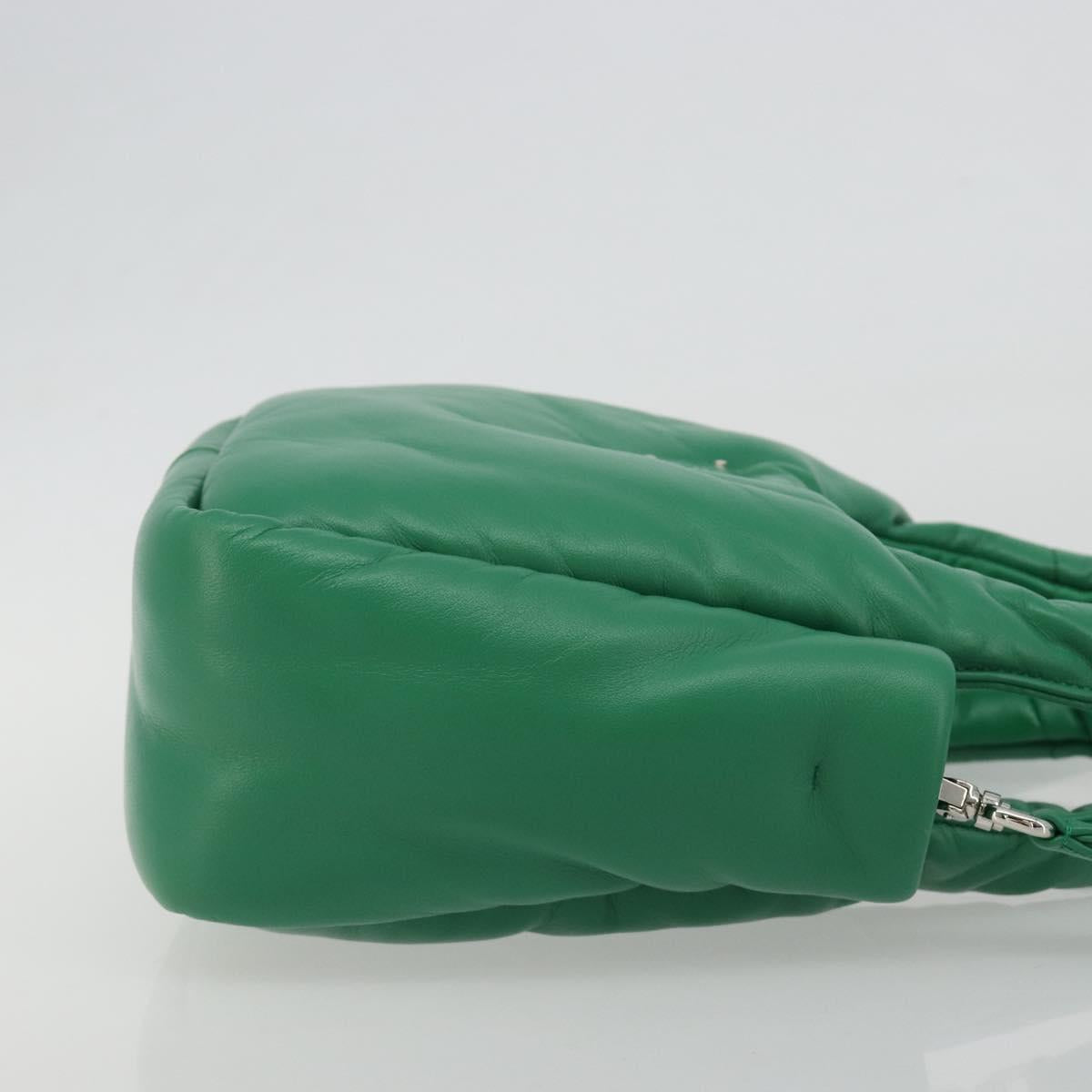 PRADA Hand Bag Leather 2way Green Silver Auth 191471SM