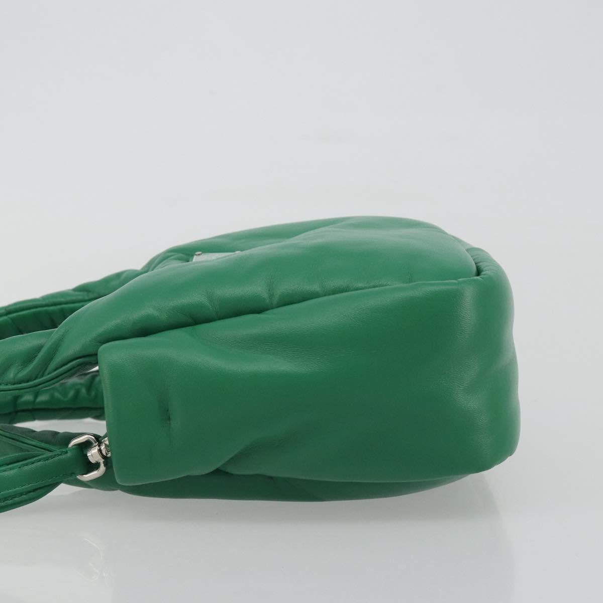 PRADA Hand Bag Leather 2way Green Silver Auth 191471SM