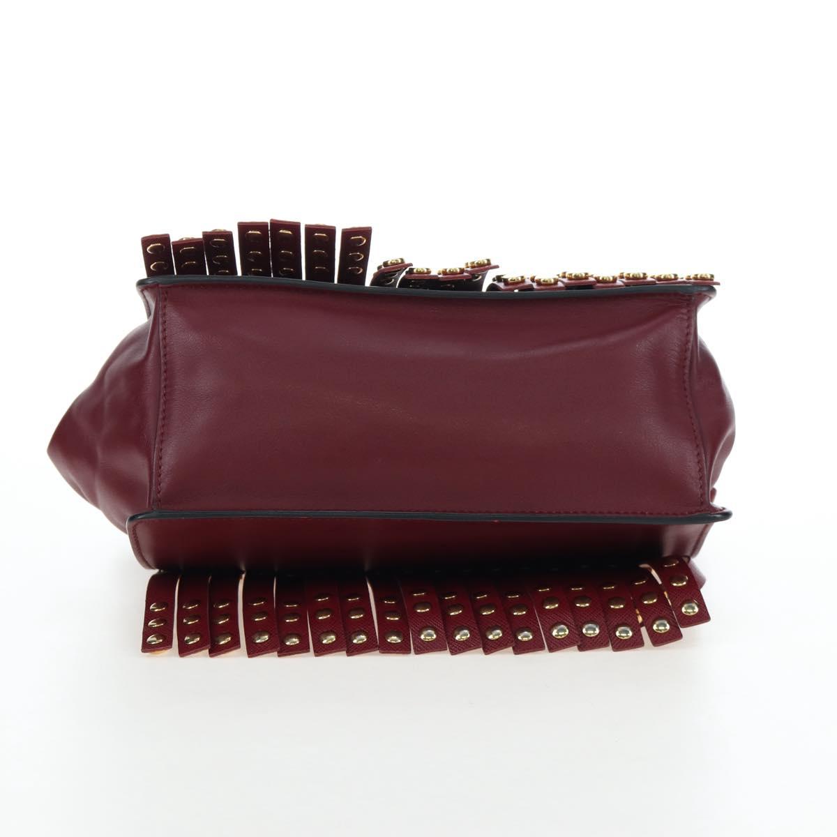 PRADA Shoulder Bag Safiano leather Bordeaux Gold Auth 191473V