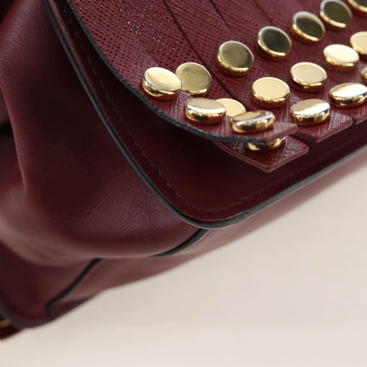 PRADA Shoulder Bag Safiano leather Bordeaux Gold Auth 191473V