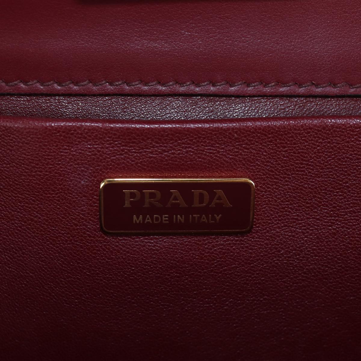 PRADA Shoulder Bag Safiano leather Bordeaux Gold Auth 191473V