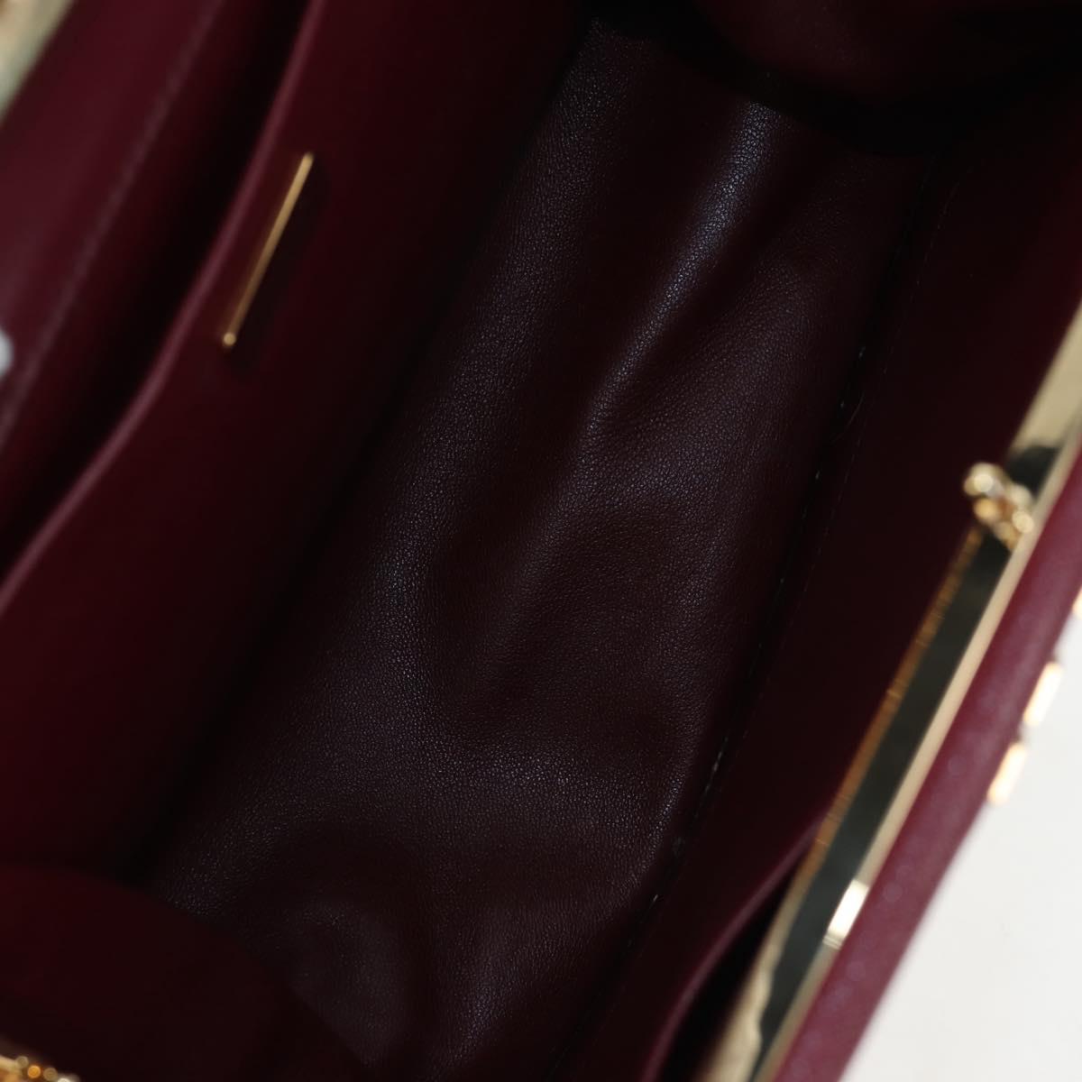 PRADA Shoulder Bag Safiano leather Bordeaux Gold Auth 191473V