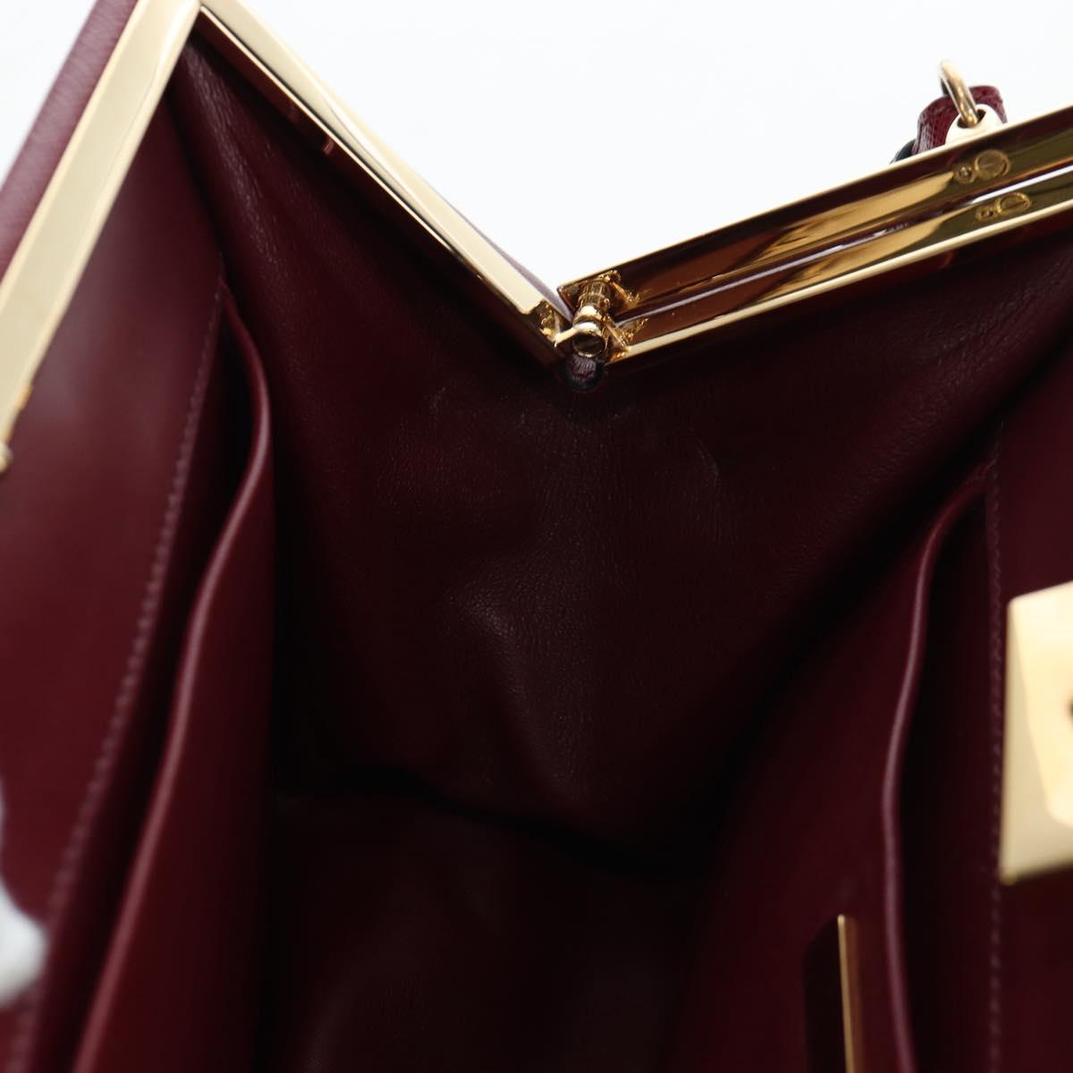 PRADA Shoulder Bag Safiano leather Bordeaux Gold Auth 191473V