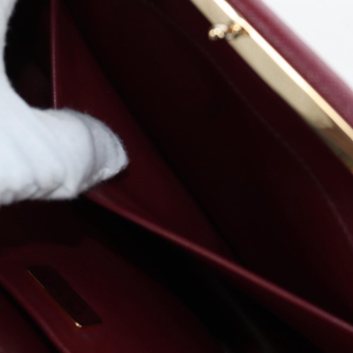 PRADA Shoulder Bag Safiano leather Bordeaux Gold Auth 191473V