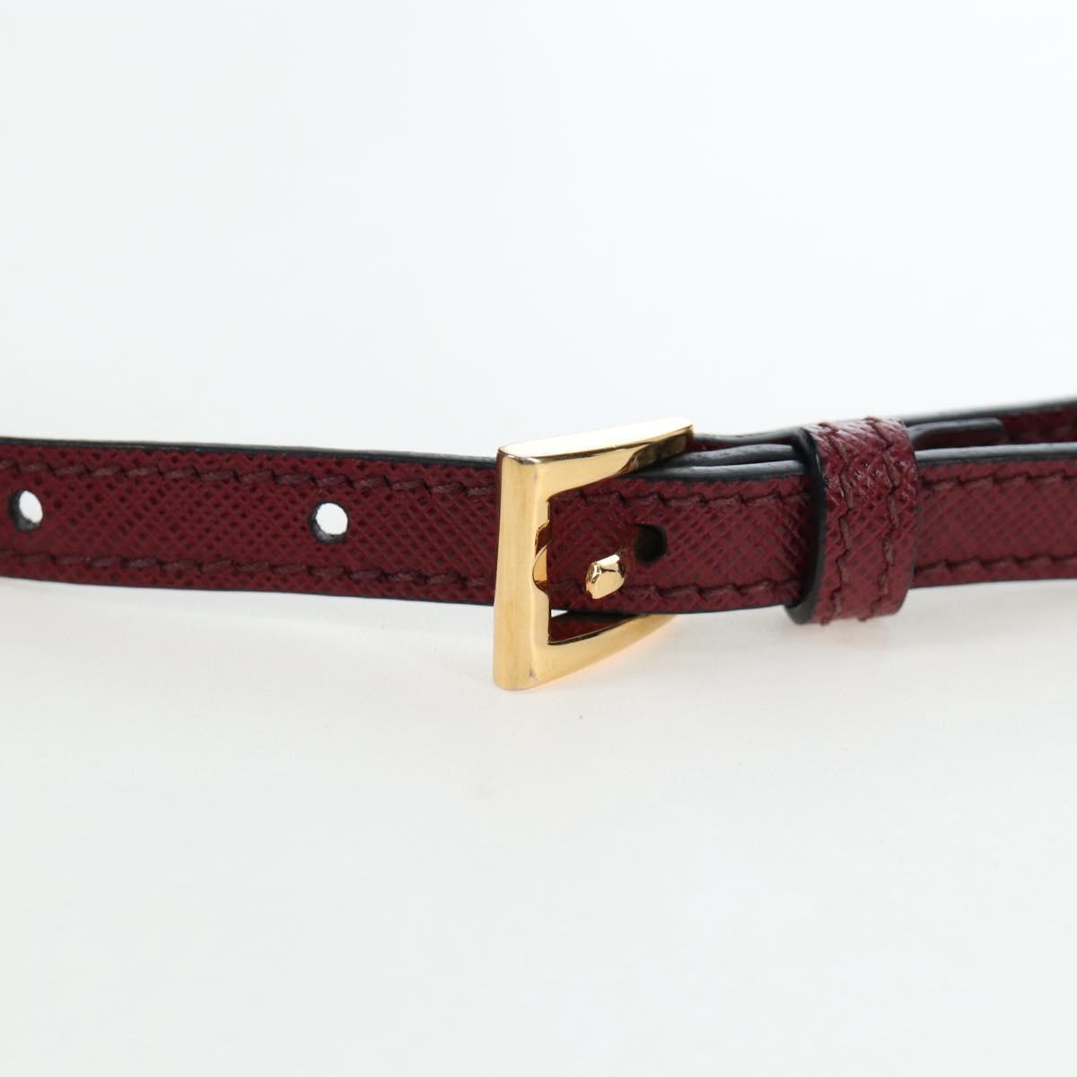 PRADA Shoulder Bag Safiano leather Bordeaux Gold Auth 191473V