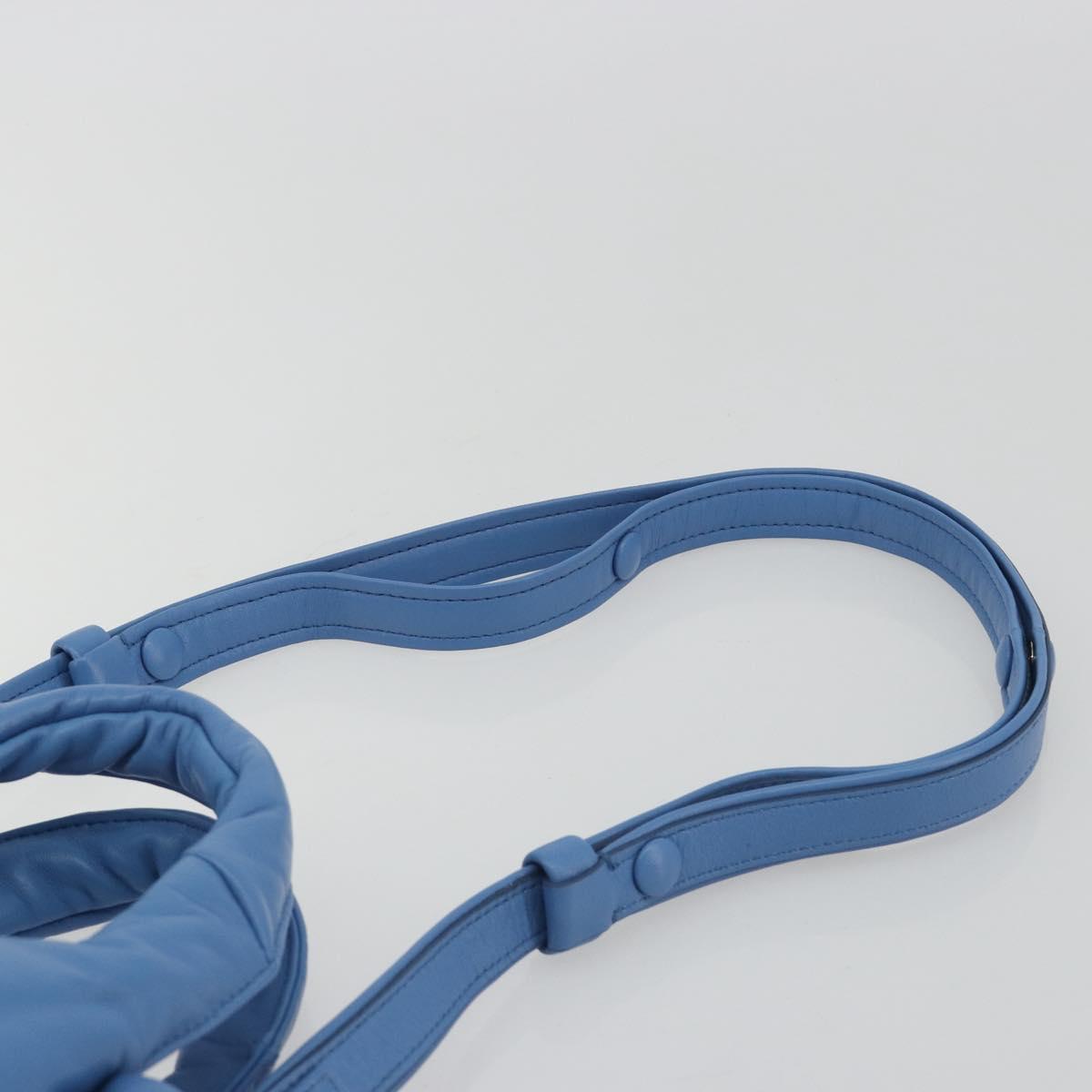 PRADA Hand Bag Leather 2way Blue Silver Auth 191476SM