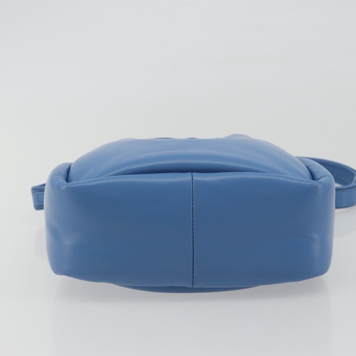 PRADA Hand Bag Leather 2way Blue Silver Auth 191476SM