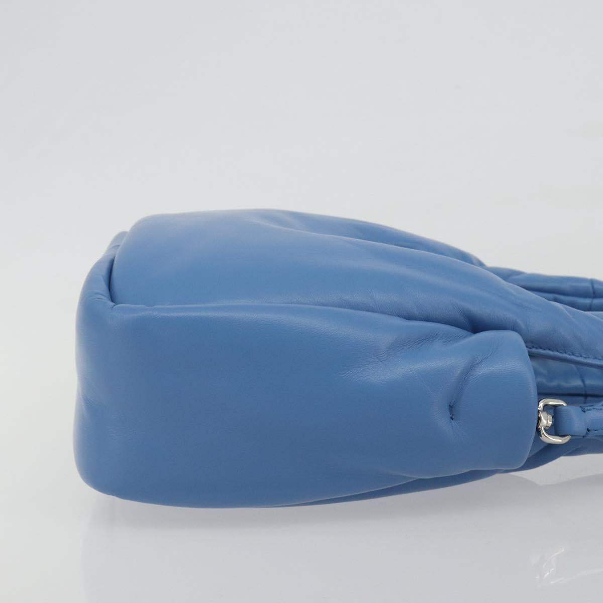 PRADA Hand Bag Leather 2way Blue Silver Auth 191476SM