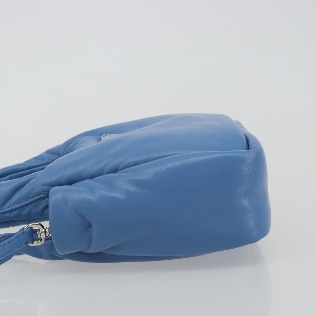 PRADA Hand Bag Leather 2way Blue Silver Auth 191476SM