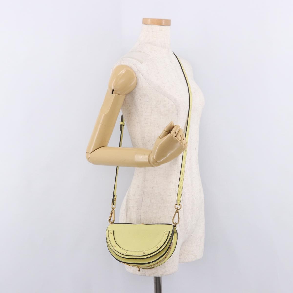 Chloe Nile Small Minodiaire Hand Bag Leather 2way Yellow Gold Auth 191477A