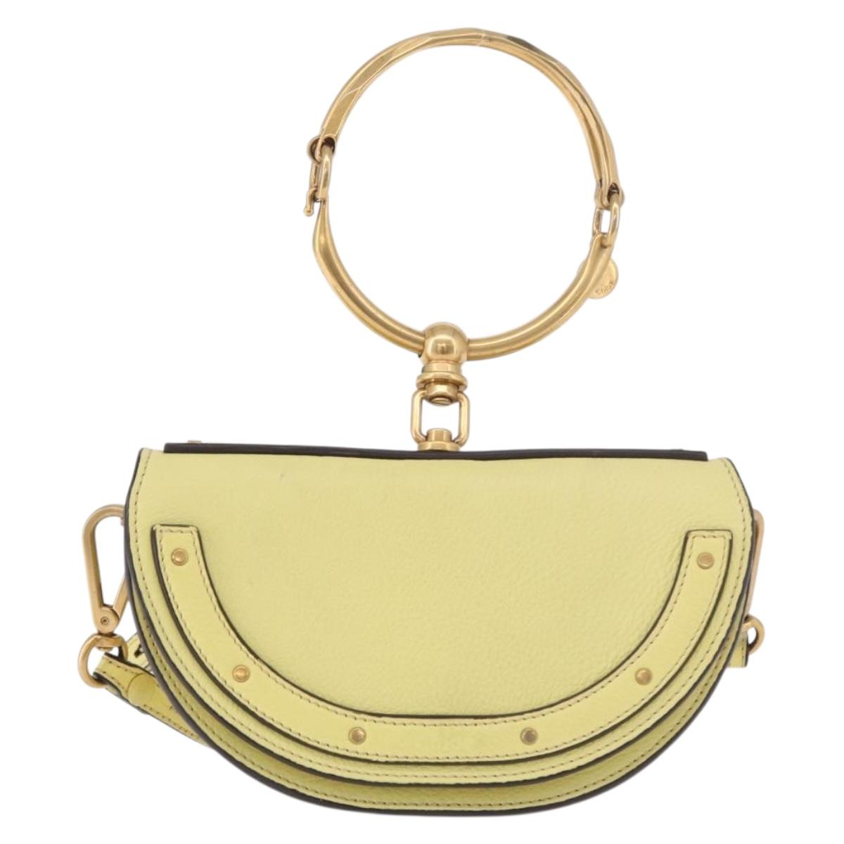 Chloe Nile Small Minodiaire Hand Bag Leather 2way Yellow Gold Auth 191477A